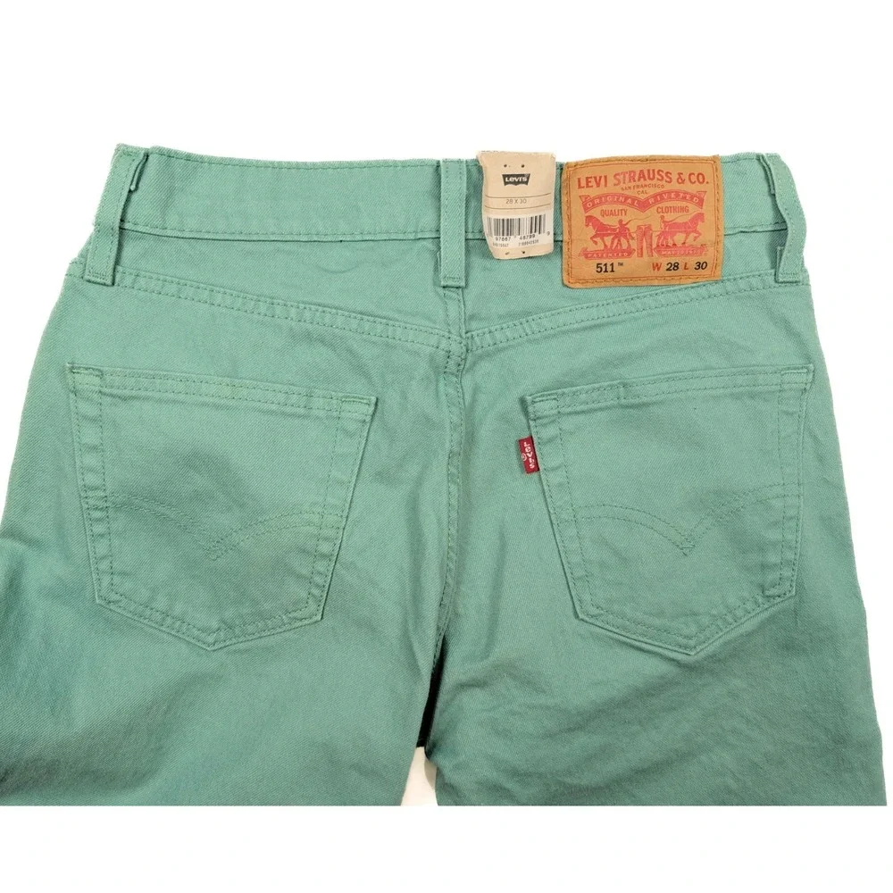 Levi's 511 Slim Tapered Fit Mint Green Wash‎ Denim Jeans Men's Size 28x30 NWT